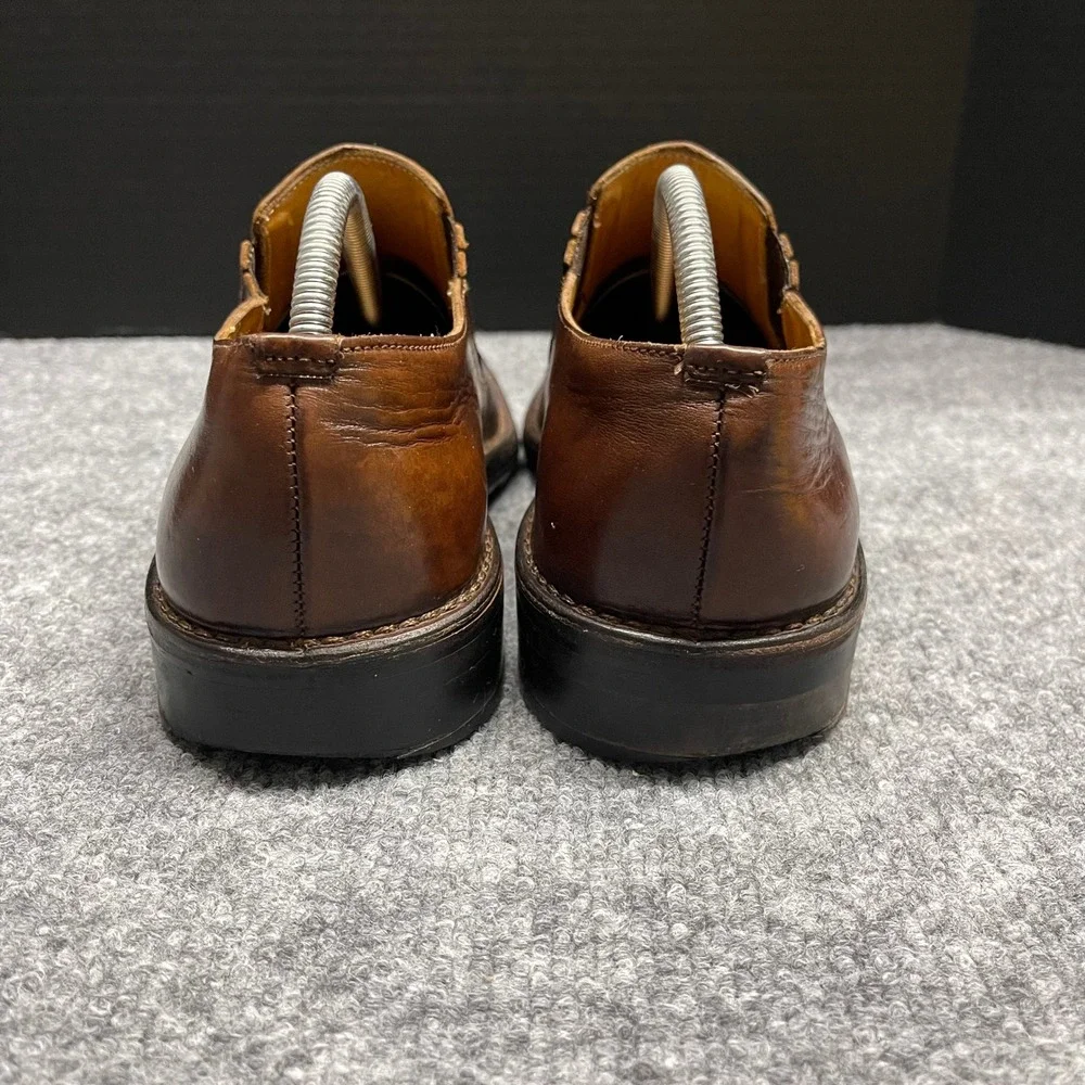 John Varvatos Shoes Mens Size 9 Brown Leather Slip On Loafers Hand Made in Italy